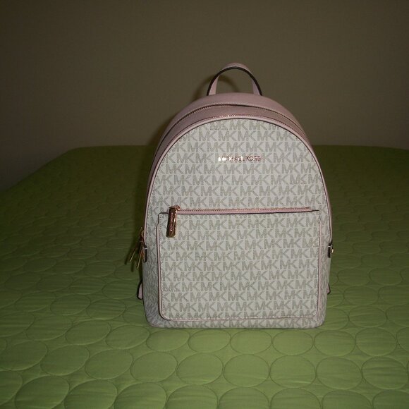 Michael Kors Adina Medium Logo Signature/Light Pink Trim Backpack - Picture 1 of 16
